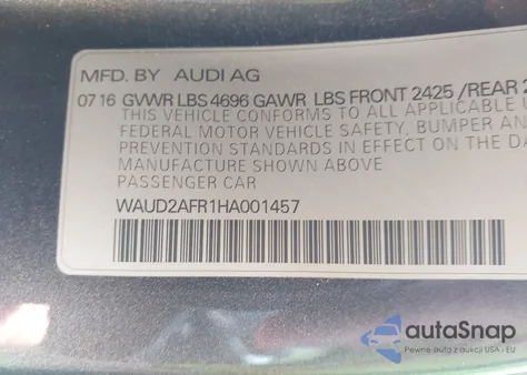 2017 Audi A5 2.0T Sport z USA, uszkodzony, nr VIN WAUD2AFR1HA001457